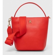 τσάντα tommy hilfiger χρώμα: κόκκινο 55% ανακυκλωμένος πολυεστέρας, 45% poliuretan