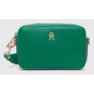 τσάντα tommy hilfiger χρώμα: πράσινο 89% ανακυκλωμένος πολυεστέρας, 11% poliuretan