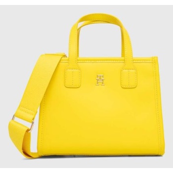 τσάντα tommy hilfiger χρώμα κίτρινο 100% poliuretan