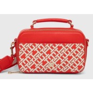 τσάντα tommy hilfiger χρώμα: κόκκινο 100% poliuretan