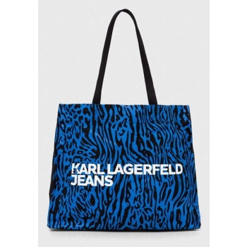 βαμβακερή τσάντα karl lagerfeld jeans χρώμα ναυτικό μπλε