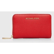 δερμάτινο πορτοφόλι michael michael kors γυναικεία, χρώμα: κόκκινο 100% φυσικό δέρμα