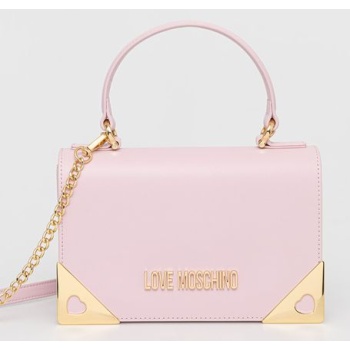 τσάντα love moschino χρώμα ροζ 70% φυσικό δέρμα, 30% pu 