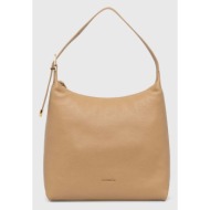 δερμάτινη τσάντα coccinelle χρώμα: μπεζ 100% φυσικό δέρμα