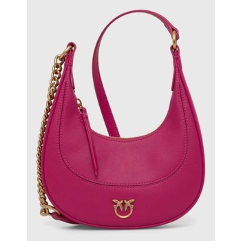 δερμάτινη τσάντα pinko χρώμα ροζ φυσικό δέρμα