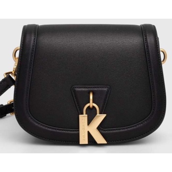δερμάτινη τσάντα karl lagerfeld χρώμα μαύρο κύριο υλικό
