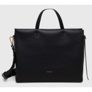 δερμάτινη τσάντα coccinelle χρώμα: μαύρο φυσικό δέρμα