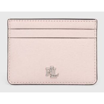 δερμάτινη θήκη για κάρτες lauren ralph lauren χρώμα ροζ