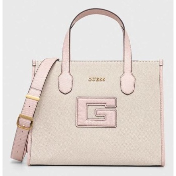 τσάντα guess χρώμα ροζ κύριο υλικό 62% βαμβάκι, 31%