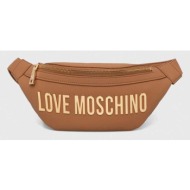 τσάντα φάκελος love moschino χρώμα: καφέ 100% poliuretan