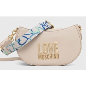 τσάντα love moschino χρώμα μπεζ 100% poliuretan