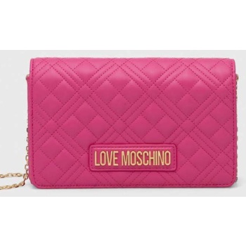 τσάντα love moschino χρώμα ροζ 100% poliuretan