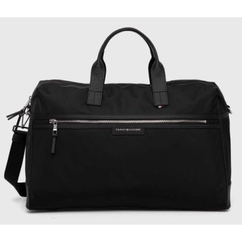 τσάντα tommy hilfiger χρώμα μαύρο 90% πολυεστέρας, 10%