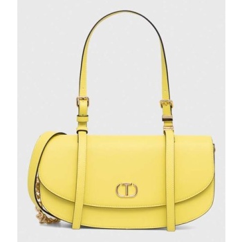 τσάντα twinset χρώμα κίτρινο κύριο υλικό 100%