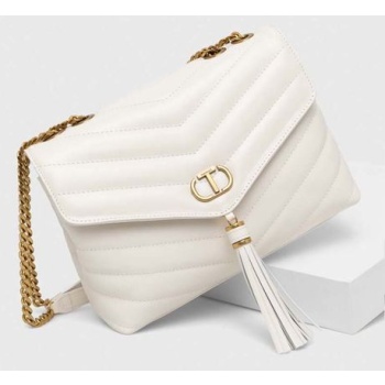 δερμάτινη τσάντα twinset χρώμα άσπρο κύριο υλικό 100%