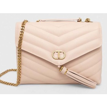 δερμάτινη τσάντα twinset χρώμα ροζ κύριο υλικό 100%