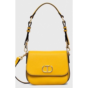 τσάντα twinset χρώμα κίτρινο κύριο υλικό 100%