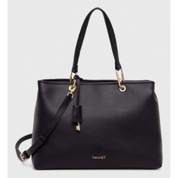 τσάντα twinset χρώμα μαύρο κύριο υλικό 100%