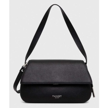 δερμάτινη τσάντα twinset χρώμα μαύρο κύριο υλικό 100%