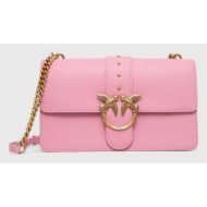 δερμάτινη τσάντα pinko χρώμα: ροζ, 100053 a0f1 100% φυσικό δέρμα