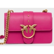 δερμάτινη τσάντα pinko χρώμα: ροζ φυσικό δέρμα