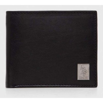 δερμάτινο πορτοφόλι u.s. polo assn. ανδρικά, χρώμα μαύρο