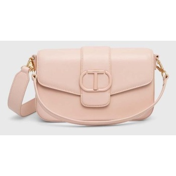 δερμάτινη τσάντα twinset χρώμα ροζ 100% φυσικό δέρμα