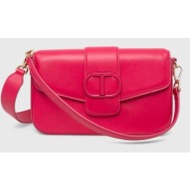 δερμάτινη τσάντα twinset χρώμα: ροζ 100% φυσικό δέρμα