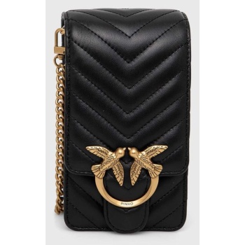 δερμάτινη τσάντα pinko χρώμα μαύρο 100% φυσικό δέρμα