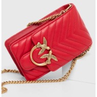 δερμάτινη τσάντα pinko χρώμα: κόκκινο 100% φυσικό δέρμα