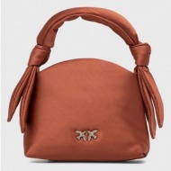 τσάντα pinko χρώμα: καφέ υφαντικό υλικό