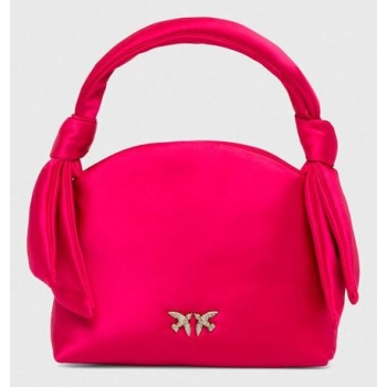 τσάντα pinko χρώμα ροζ υφαντικό υλικό