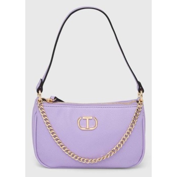 τσάντα twinset χρώμα μοβ κύριο υλικό 100%
