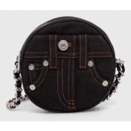 τσάντα moschino jeans χρώμα: μαύρο 100% βαμβάκι