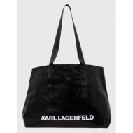 βαμβακερή τσάντα karl lagerfeld χρώμα: μαύρο 100% βαμβάκι