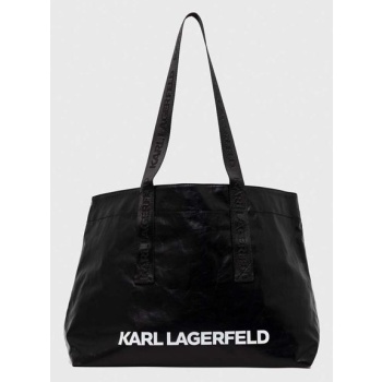 βαμβακερή τσάντα karl lagerfeld χρώμα μαύρο 100% βαμβάκι