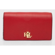 δερμάτινη τσάντα lauren ralph lauren χρώμα: κόκκινο 100% φυσικό δέρμα