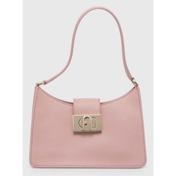 δερμάτινη τσάντα furla 1927 χρώμα ροζ κύριο υλικό 100%