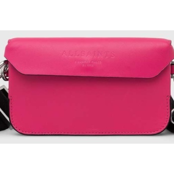 δερμάτινη τσάντα allsaints χρώμα ροζ κύριο υλικό 100%