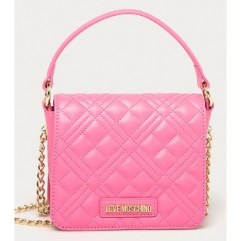 τσάντα love moschino χρώμα ροζ συνθετικό ύφασμα