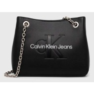 τσάντα calvin klein jeans χρώμα: μαύρο, k60k607831 100% poliuretan