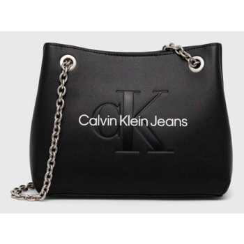 τσάντα calvin klein jeans χρώμα μαύρο, k60k607831 100%
