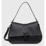 δερμάτινη τσάντα furla flow l χρώμα: μαύρο 100% φυσικό δέρμα