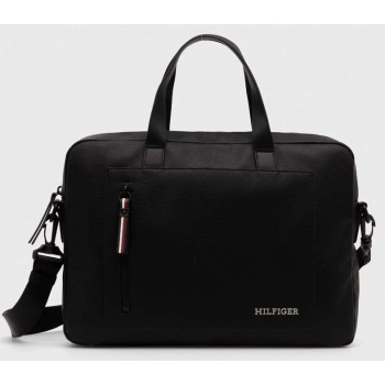 τσάντα φορητού υπολογιστή tommy hilfiger χρώμα μαύρο