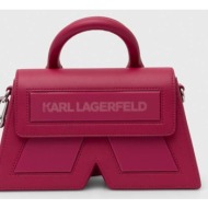 τσάντα karl lagerfeld χρώμα: πράσινο 42% ανακυκλωμένο δέρμα, 34% poliuretan, 21% ανακυκλωμένο νάιλον