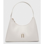 δερμάτινη τσάντα furla χρώμα: άσπρο φυσικό δέρμα