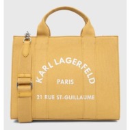 τσάντα karl lagerfeld χρώμα: κίτρινο 65% ανακυκλωμένο βαμβάκι, 35% βαμβάκι