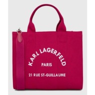 τσάντα karl lagerfeld χρώμα: κόκκινο 65% ανακυκλωμένο βαμβάκι, 35% βαμβάκι