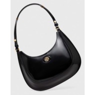 δερμάτινη τσάντα tory burchrobinson spazzolato χρώμα: μαύρο 154729.001 λουστρίνι