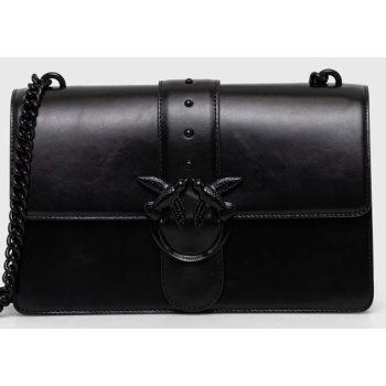δερμάτινη τσάντα pinko χρώμα μαύρο 100% φυσικό δέρμα
